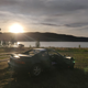 Last campsite, on Blowering Dam. Shortly before the sun went behind those hills. Roos came to visit the site in the night, it was creepy